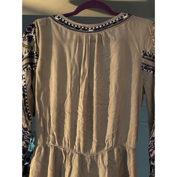 Free People Peasant Blouse Embroidered SP Wrap Look Deep V-neck Boho Hippie - Picture 7 of 10